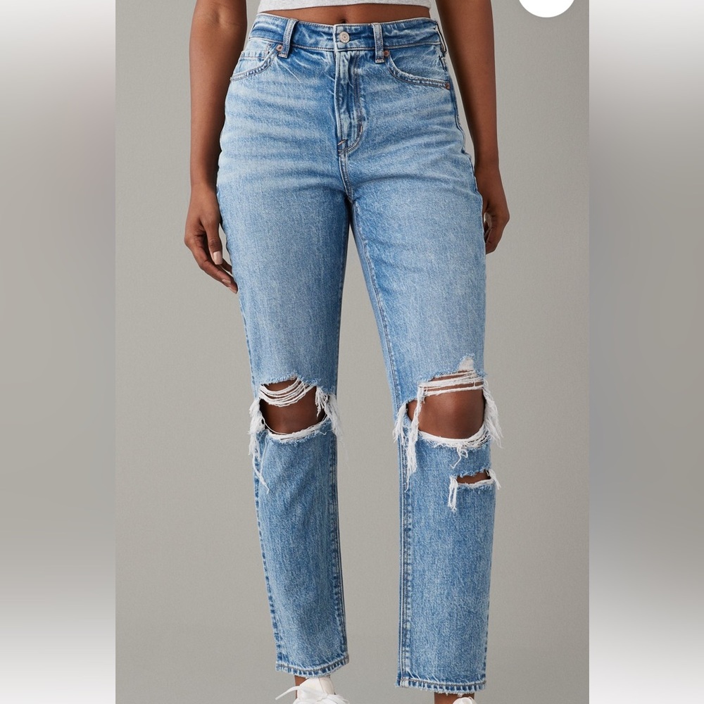 AE Strigid Ripped Mom Jeans